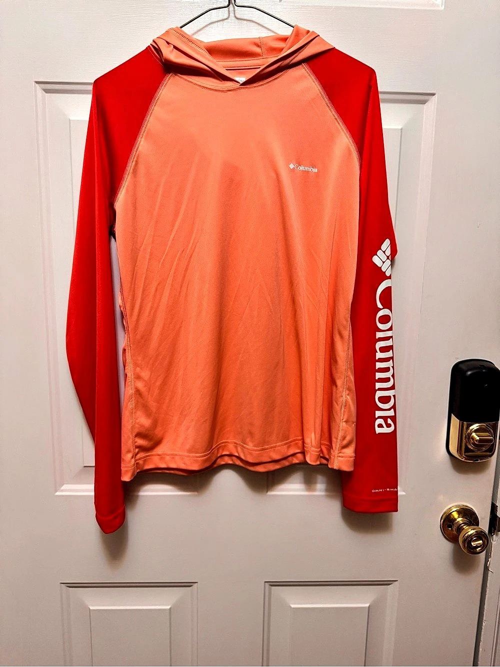 Columbia Women's PFG Tidal Deflector Zero Hoodie Orange & Red Medium
